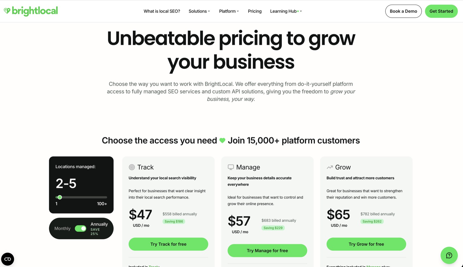 BrightLocal dashboard screenshot
